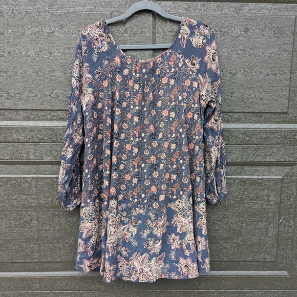 Free People Lucky Loosey Dress Indigo Blue, Paisley Boho Dress - Picture 7 of 12